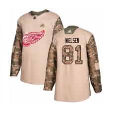 Men Detroit Red Wings #81 Frans Nielsen Authentic Camo Veterans Day Practice Hockey Stitched Jersey