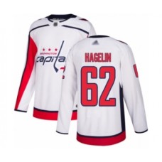 Men Washington Capitals #62 Carl Hagelin Authentic White Away Hockey Stitched Jersey