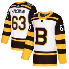 Men Adidas Boston Bruins #63 Brad Marchand Authentic White 2019 Winter Classic NHL Jersey