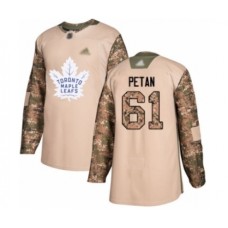 Men Toronto Maple Leafs #61 Nic Petan Authentic Camo Veterans Day Practice Hockey Stitched Jersey