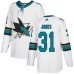 Men Adidas San Jose Sharks #31 Martin Jones White Road Authentic Stitched NHL Jersey