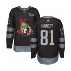 Men Ottawa Senators #81 Ron Hainsey Authentic Black 1917-2017 100th Anniversary Hockey Stitched Jersey