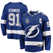 Men Tampa Bay Lightning #91 Steven Stamkos Fanatics Branded Blue 2020 Stanley Cup Final Bound Home Player Breakaway Stitched Jersey