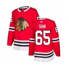 Men Chicago Blackhawks #65 Andrew Shaw Authentic Red Home Hockey Stitched Jersey