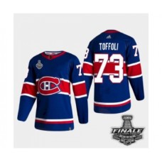 Men Adidas Canadiens #73 Tyler Toffoli Blue Road Authentic 2021 Stanley Cup Stitched Jersey