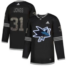 Men Adidas San Jose Sharks #31 Martin Jones Black Authentic Classic Stitched NHL Jersey