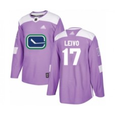 Men Vancouver Canucks #17 Josh Leivo Authentic Purple Fights Cancer Practice Hockey Stitched Jersey