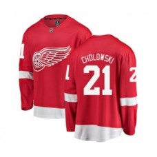 Men Detroit Red Wings #21 Dennis Cholowski Authentic Red Home Fanatics Branded Breakaway NHL Jersey