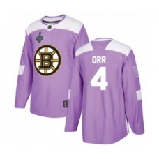 Men Boston Bruins #4 Bobby Orr Authentic Purple Fights Cancer Practice 2019 Stanley Cup Final Bound Hockey Jersey