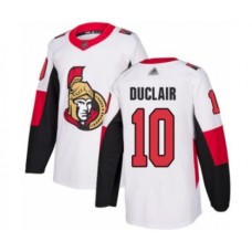 Men Ottawa Senators #10 Anthony Duclair Authentic White Away Hockey Stitched Jersey