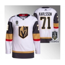 Men Vegas Golden Knights #71 William Karlsson White 2023 Stanley Cup Champions Stitched Jersey