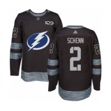 Men Tampa Bay Lightning #2 Luke Schenn Authentic Black 1917-2017 100th Anniversary Hockey Stitched Jersey