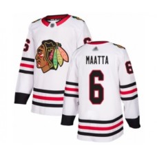 Men Chicago Blackhawks #6 Olli Maatta Authentic White Away Hockey Stitched Jersey