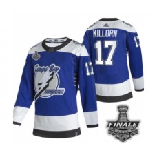 Men Adidas Lightning #17 Alex Killorn Blue Authentic 2021 Stanley Cup Stitched Jersey