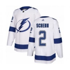 Men Tampa Bay Lightning #2 Luke Schenn Authentic White Away Hockey Stitched Jersey