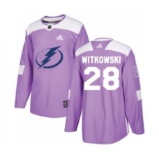 Men Tampa Bay Lightning #28 Luke Witkowski Authentic Purple Fights Cancer Practice Hockey Stitched Jersey