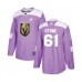 Men Vegas Golden Knights #61 Mark Stone Authentic Purple Fights Cancer Practice Hockey Stitched Jersey