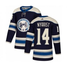 Men Columbus Blue Jackets #14 Gustav Nyquist Authentic Navy Blue Alternate Hockey Stitched Jersey