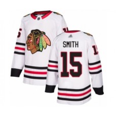 Men Chicago Blackhawks #15 Zack Smith Authentic White Away Hockey Stitched Jersey