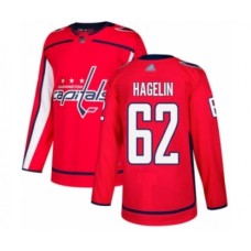 Men Washington Capitals #62 Carl Hagelin Authentic Red Home Hockey Stitched Jersey