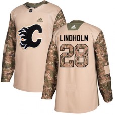 Men Adidas Calgary Flames #28 Elias Lindholm Camo Authentic 2017 Veterans Day Stitched NHL Jersey