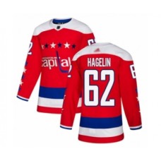 Men Washington Capitals #62 Carl Hagelin Authentic Red Alternate Hockey Stitched Jersey