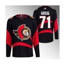 Men Ottawa Senators #71 Ridly Greig Black Reverse Retro Stitched Jersey