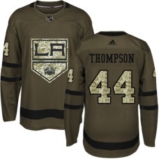 Men Adidas Los Angeles Kings #44 Nate Thompson Authentic Green Salute to Service NHL Jersey