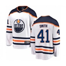 Men Edmonton Oilers #41 Mike Smith Authentic White Away Fanatics Branded Breakaway Hockey Stitched Jersey