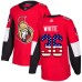 Men Adidas Ottawa Senators #36 Colin White Red Home Authentic USA Flag Stitched NHL Jersey