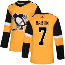 Men Adidas Pittsburgh Penguins #7 Paul Martin Premier Gold Alternate NHL Jersey