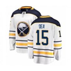 Men Buffalo Sabres #15 Jean-Sebastien Dea Fanatics Branded White Away Breakaway Hockey Stitched Jersey