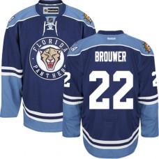 Men Reebok Florida Panthers #22 Troy Brouwer Premier Navy Blue Third NHL Jersey