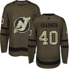 Men Adidas New Jersey Devils #40 Michael Grabner Authentic Green Salute to Service NHL Jersey