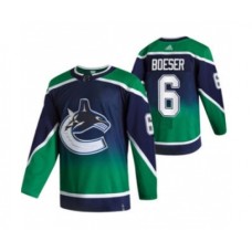 Men Vancouver Canucks #6 Brock Boeser Green 2020-21 Reverse Retro Alternate Hockey Stitched Jersey