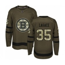 Men Boston Bruins #35 Maxime Lagace Authentic Green Salute to Service Hockey Stitched Jersey