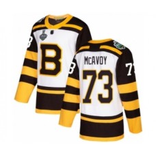 Men Boston Bruins #73 Charlie McAvoy Authentic White Winter Classic 2019 Stanley Cup Final Bound Hockey Jersey