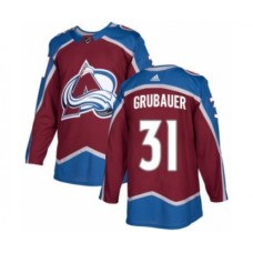 Men Adidas Colorado Avalanche #31 Philipp Grubauer Premier Burgundy Red Home NHL Jersey