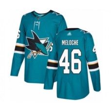 Men San Jose Sharks #46 Nicolas Meloche Authentic Teal Green Home Hockey Stitched Jersey