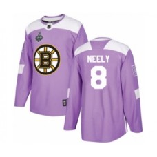 Men Boston Bruins #8 Cam Neely Authentic Purple Fights Cancer Practice 2019 Stanley Cup Final Bound Hockey Jersey