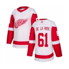 Men Detroit Red Wings #61 Jacob de la Rose Authentic White Away Hockey Stitched Jersey