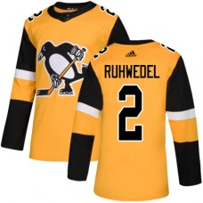 Men Adidas Pittsburgh Penguins #2 Chad Ruhwedel Premier Gold Alternate NHL Jersey