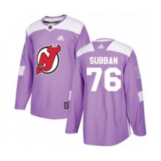 Men New Stitched Jersey Devils #76 P. K. Subban Authentic Purple Fights Cancer Practice Hockey Stitched Jersey