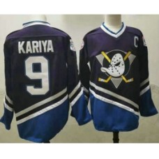 Men Anaheim Ducks #9 Paul Kariya 1995-96 Purple CCM Vintage Throwback Stitched Jersey