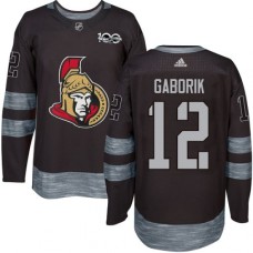 Men Adidas Ottawa Senators #12 Marian Gaborik Authentic Black 1917-2017 100th Anniversary NHL Jersey