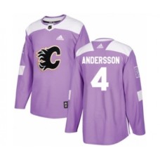 Men Adidas Calgary Flames #4 Rasmus Andersson Authentic Purple Fights Cancer Practice NHL Jerse