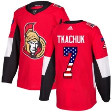 Men Adidas Ottawa Senators #7 Brady Tkachuk Authentic Red USA Flag Fashion NHL Jersey