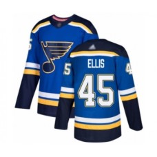 Men St. Louis Blues #45 Colten Ellis Authentic Royal Blue Home Hockey Stitched Jersey