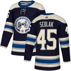 Men Adidas Columbus Blue Jackets #45 Lukas Sedlak Authentic Navy Blue Alternate NHL Jersey