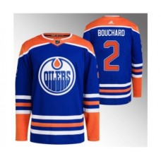 Men Edmonton Oilers #2 Evan Bouchard Royal Stitched Jersey